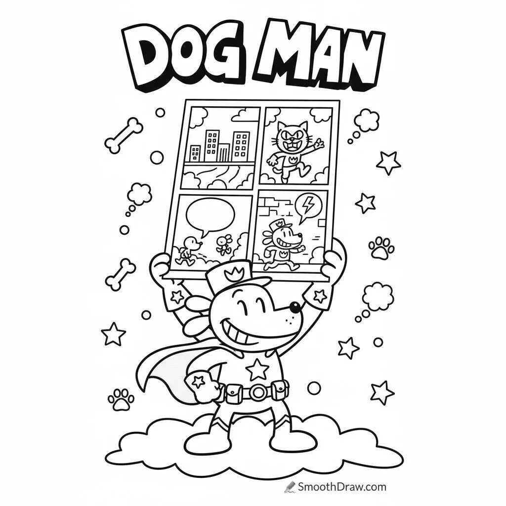 Desenho do Dog Man Aventureiro para colorir