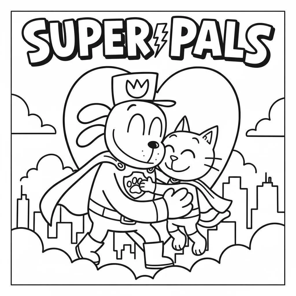 Desenho do Dog Man e seu amigo para colorir